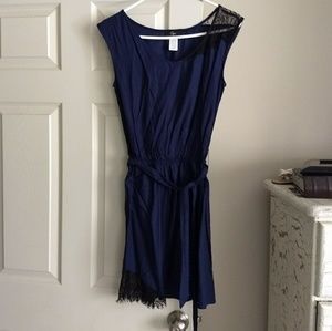 Aqua S Dress Dark Blue + Black Lace Accents Excell